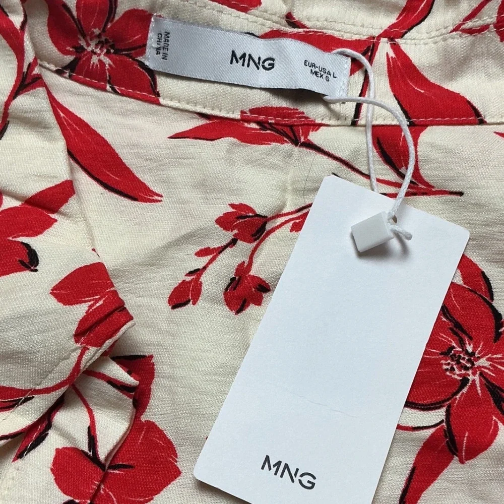 Mango Jumpsuit Alaz Red Floral Romper Cream Large New With Tags‎